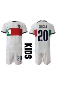 Portugali Joao Cancelo #20 Jalkapallovaatteet Lasten Vieraspeliasu MM-kisat 2022 Lyhythihainen (+ Lyhyet housut)